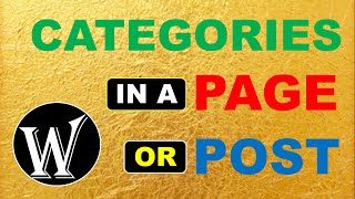 How to display the categories in a post or page in wordpress  List Categories [upl. by Rocco429]