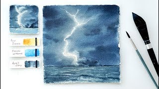 Lightning Storm Step by step watercolor tutorial [upl. by Nordin907]