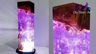 Easy making Epoxy Resin lamp Magical purple  Diy Resin Art [upl. by Adlez645]