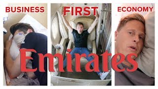 EMIRATES FLIGHT COMPARISON First Class vs Business vs Economy [upl. by Wilfrid]